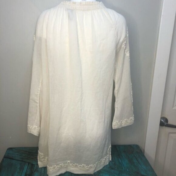 Joie Boho Cream Off White Shift Dress Embroidered Size Medium - Picture 10 of 13